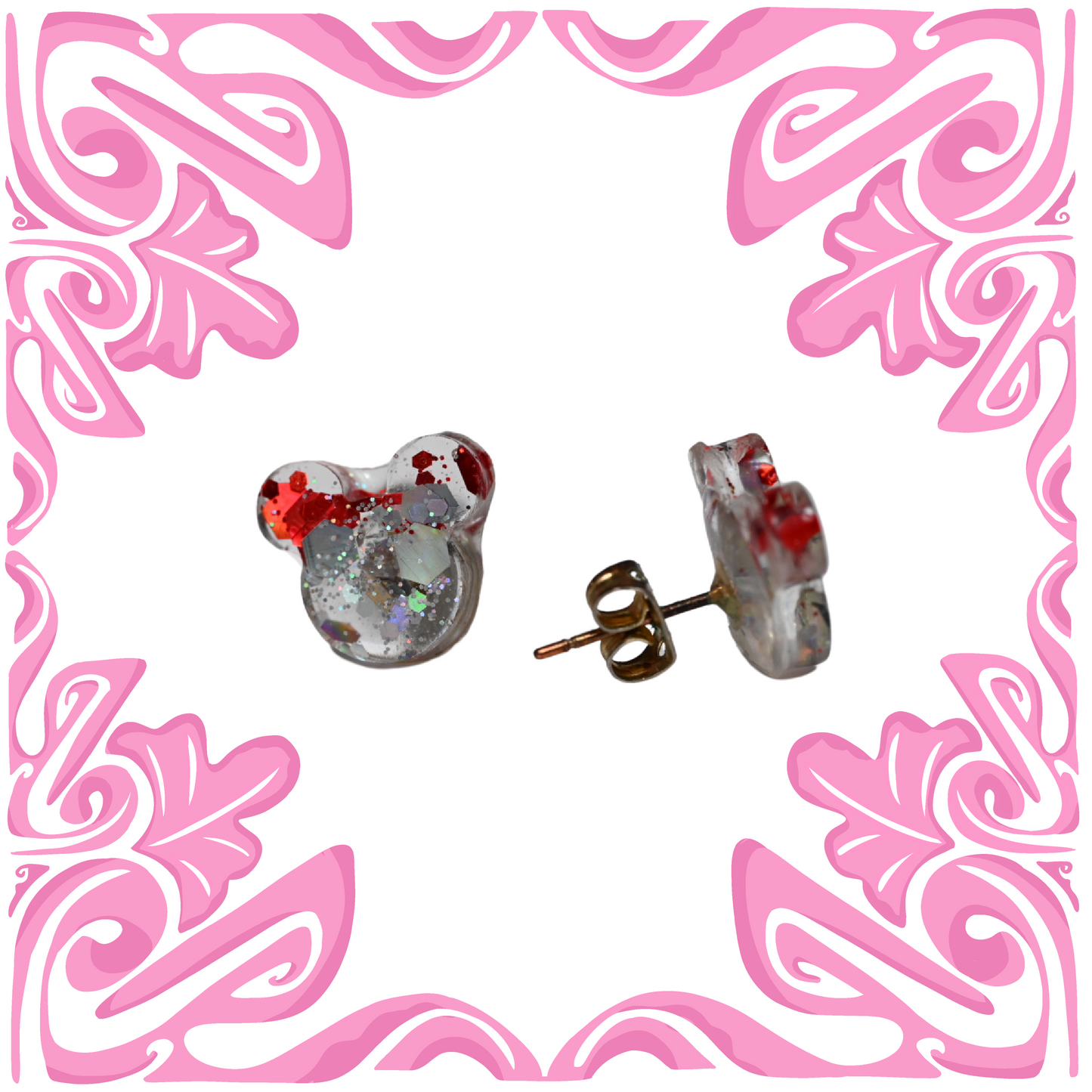 RED MICKEY MOUSE GLITTER EARRINGS