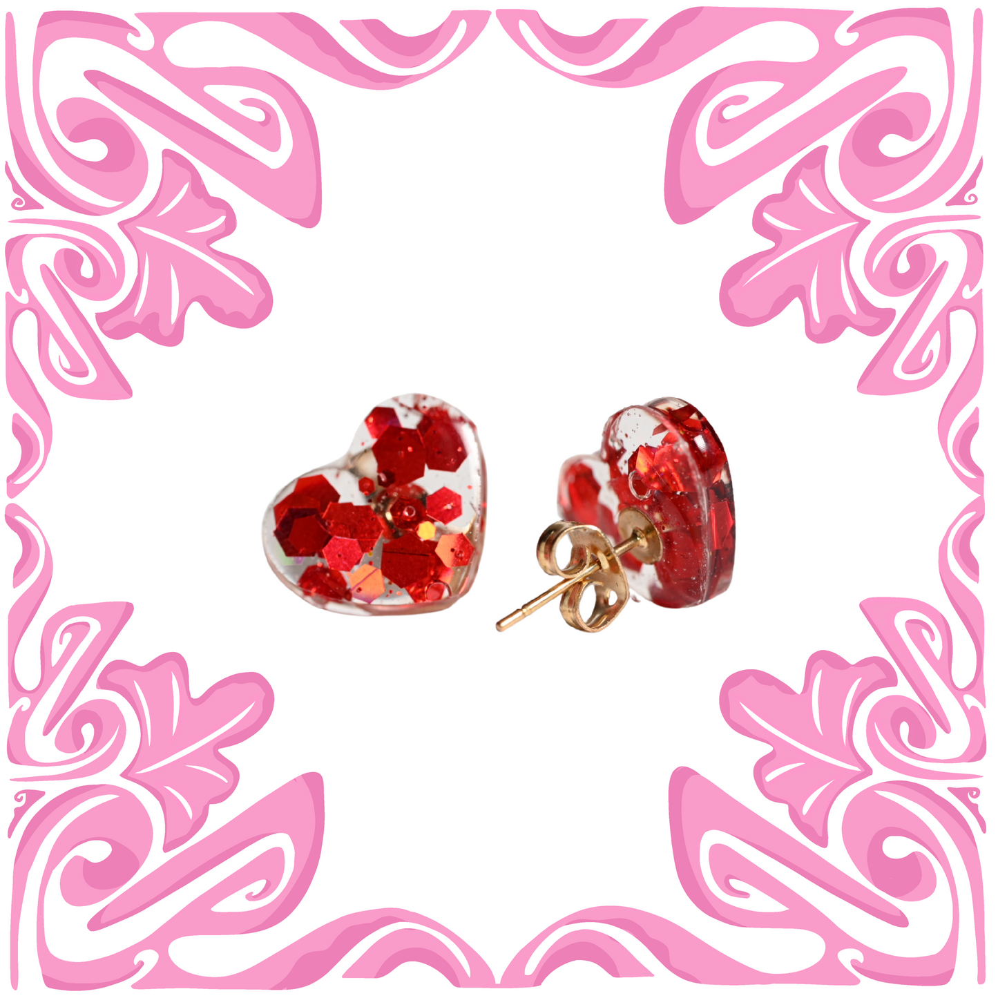 HEXAGON HEART EARRINGS