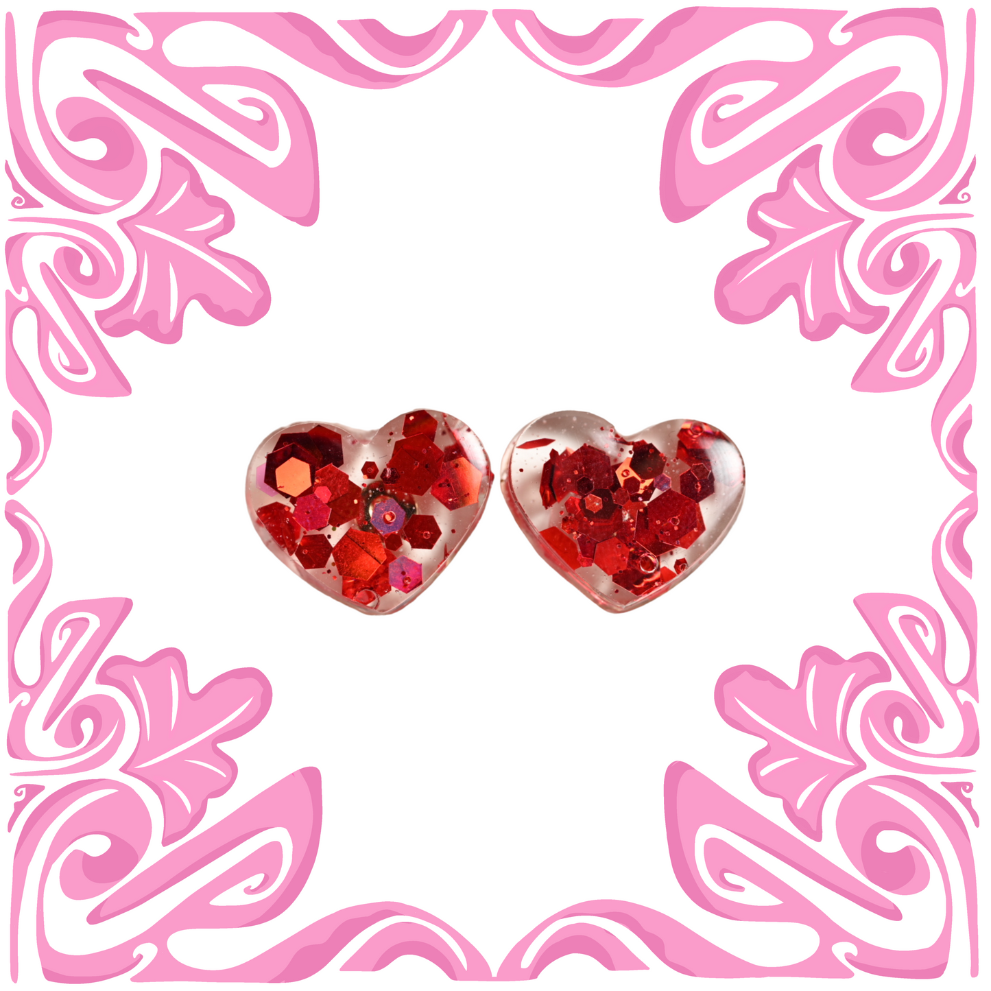 HEXAGON HEART EARRINGS