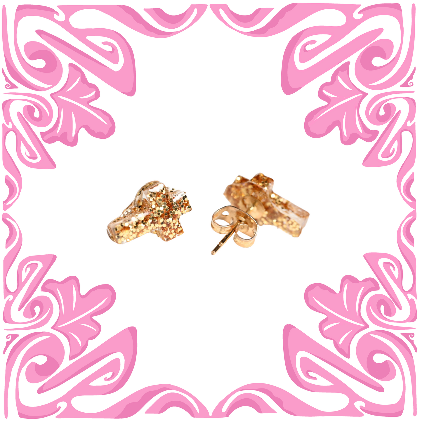 SPARKLY GOLD CROSS EARRINGS