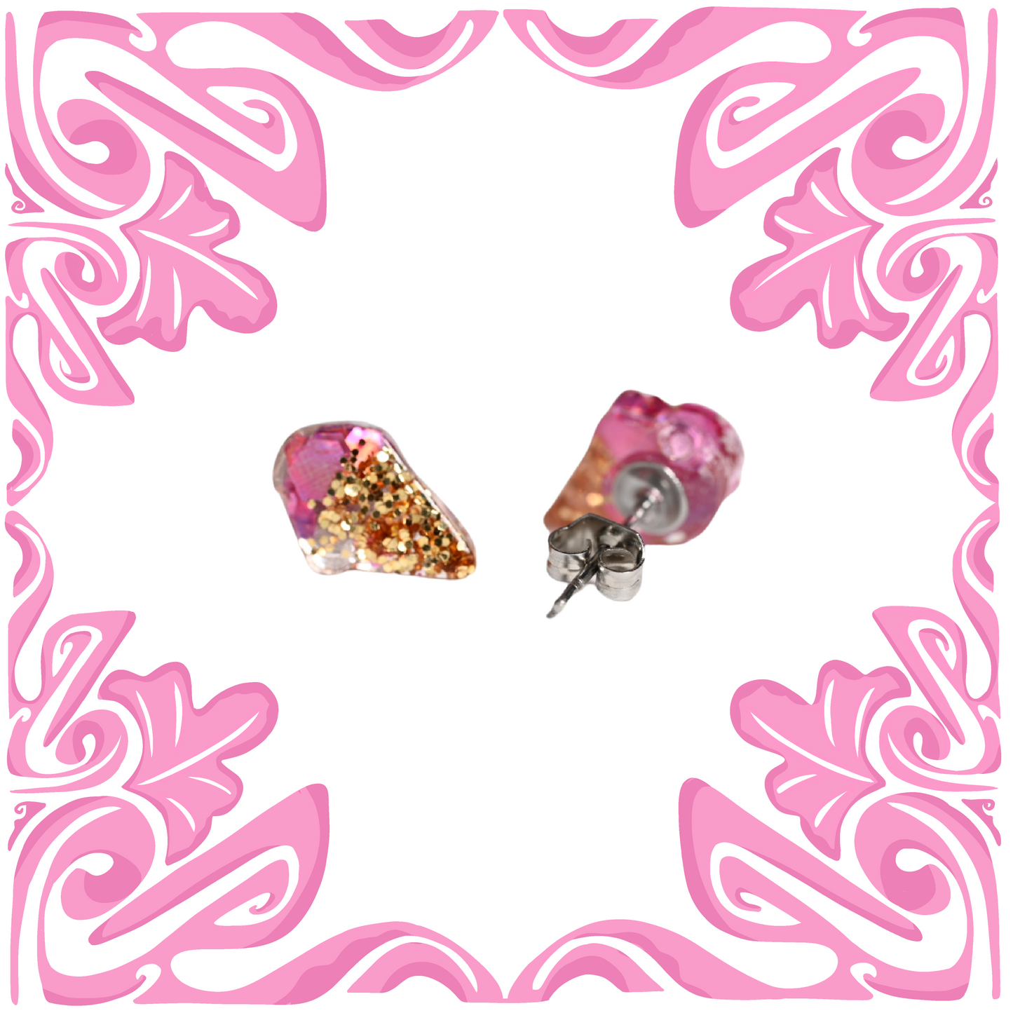 PINK & GOLD ICE CREAM EARRINGS