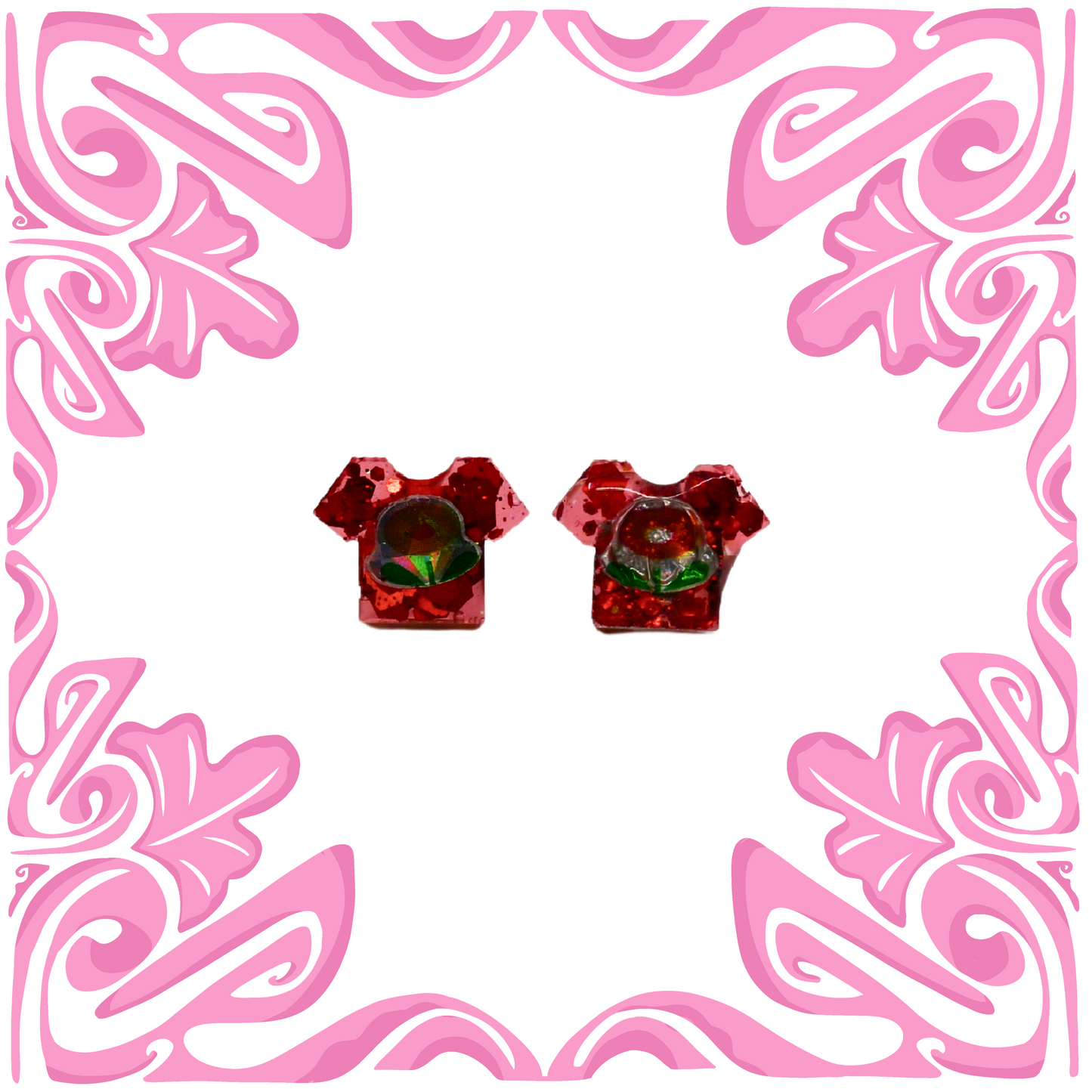 RED FLOWER T-SHIRT EARRINGS