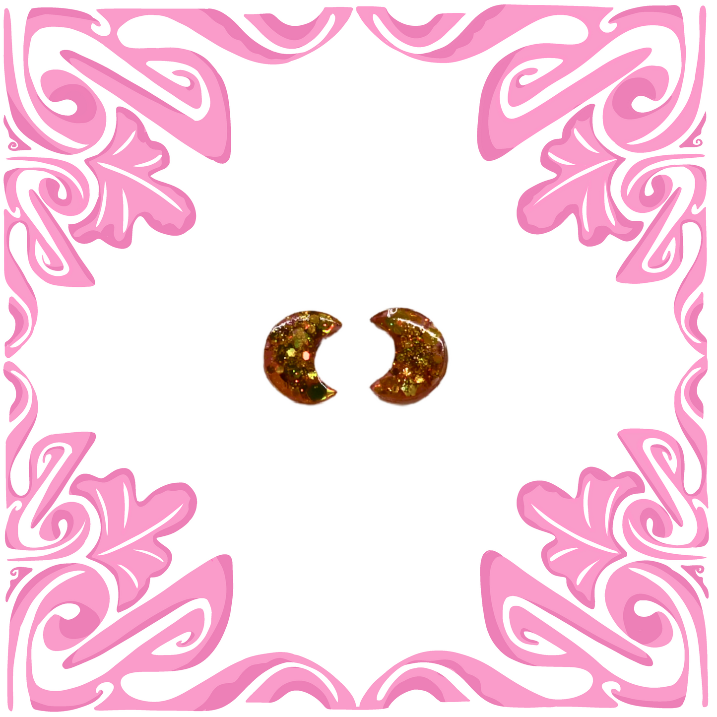 GOLD HEXAGON MOON EARRINGS