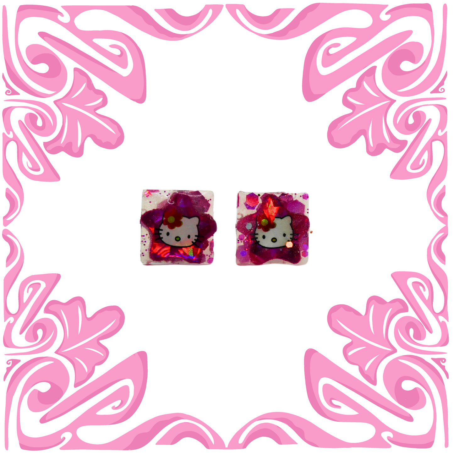 HELLO KITTY SQUARE EARRINGS