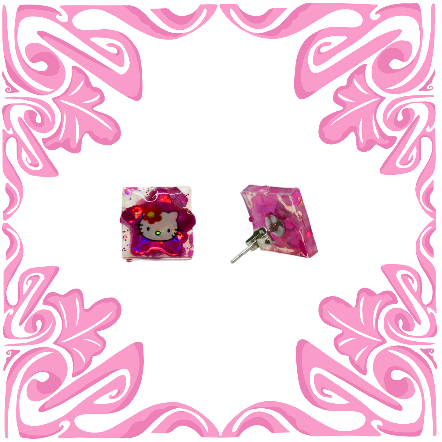 HELLO KITTY SQUARE EARRINGS