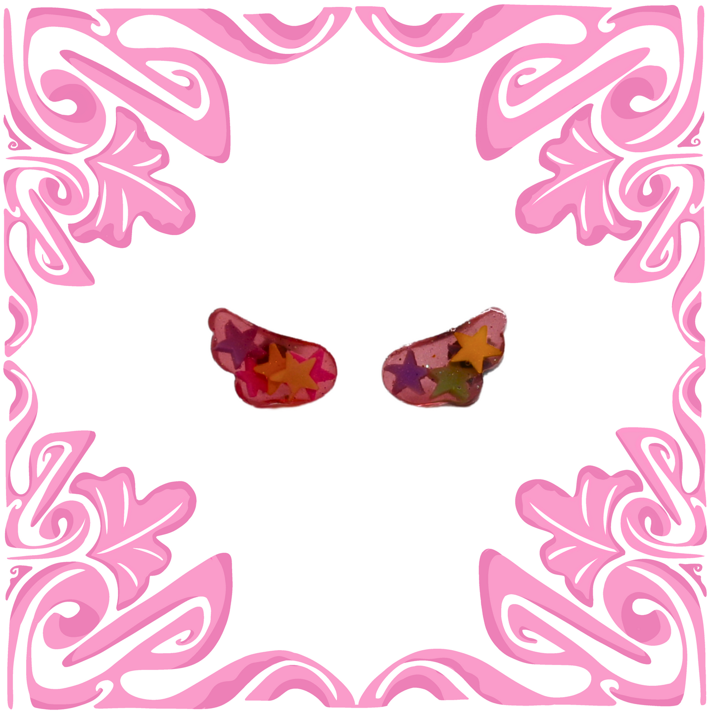 PINK STAR WING EARRINGS