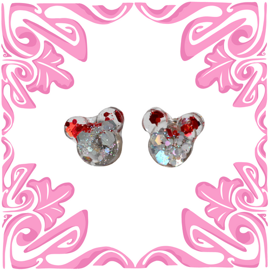 RED MICKEY MOUSE GLITTER EARRINGS