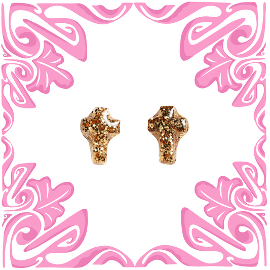 SPARKLY GOLD CROSS EARRINGS