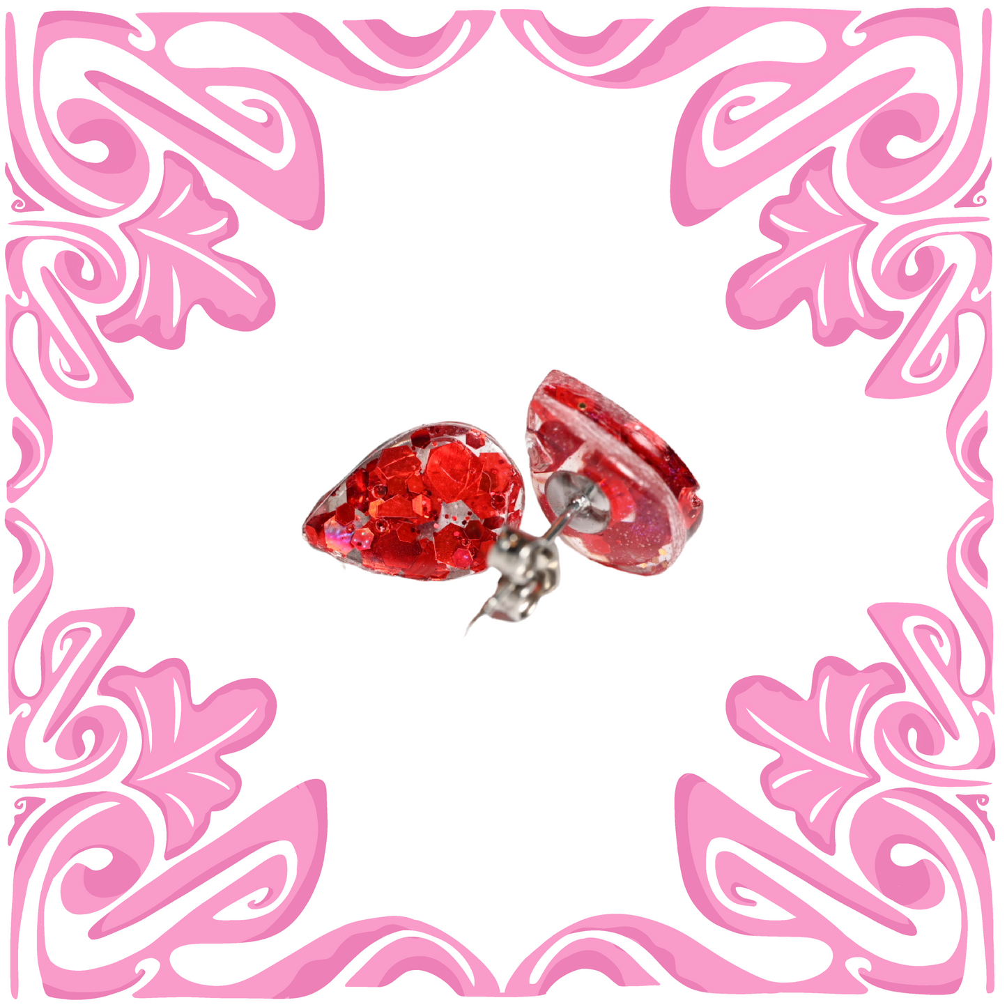RED RAIN DROP HEXAGON EARRINGS