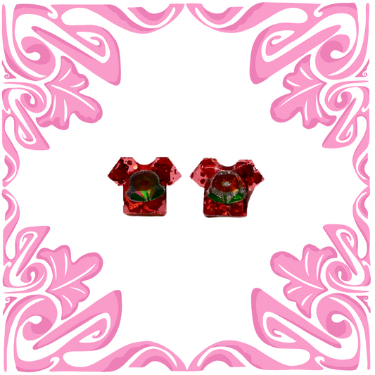 RED FLOWER T-SHIRT EARRINGS