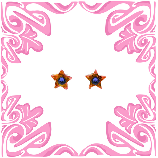 YELLOW & PURPLE SWAROVSKI STAR EARRINGS
