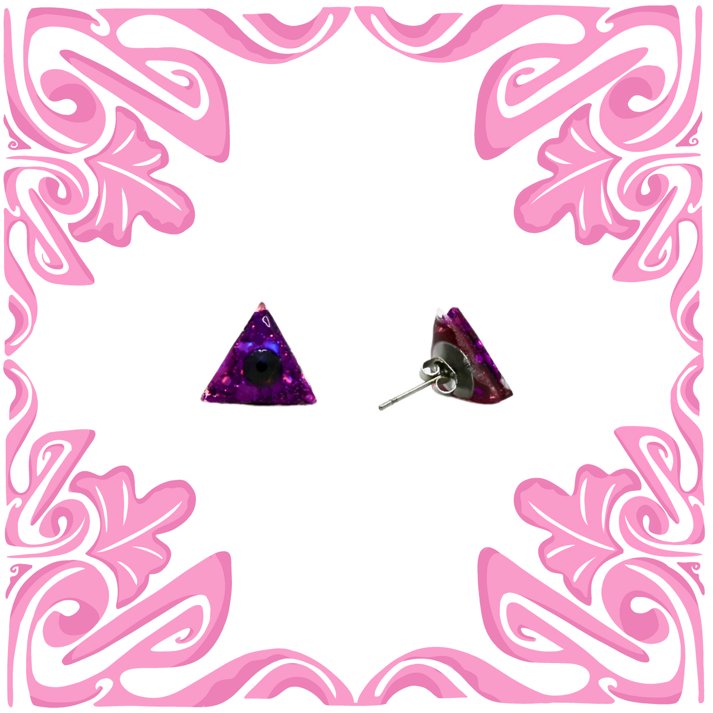 PURPLE TRIANGLE SWAROVSKI EARRINGS