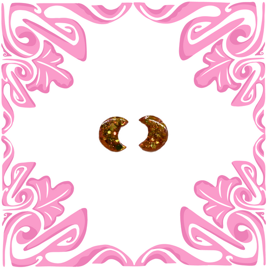 GOLD HEXAGON MOON EARRINGS