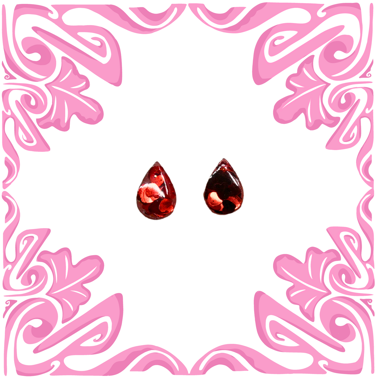 RED RAIN DROP HEART EARRINGS