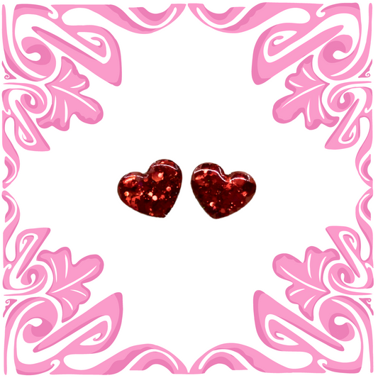 HEXAGON HEART GLITTER EARRINGS
