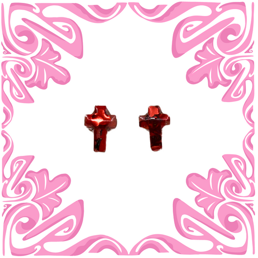 RED HEART CROSS EARRINGS