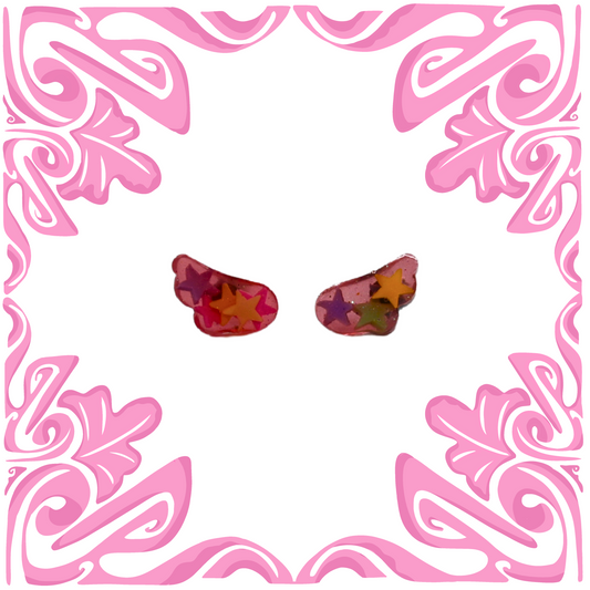 PINK STAR WING EARRINGS