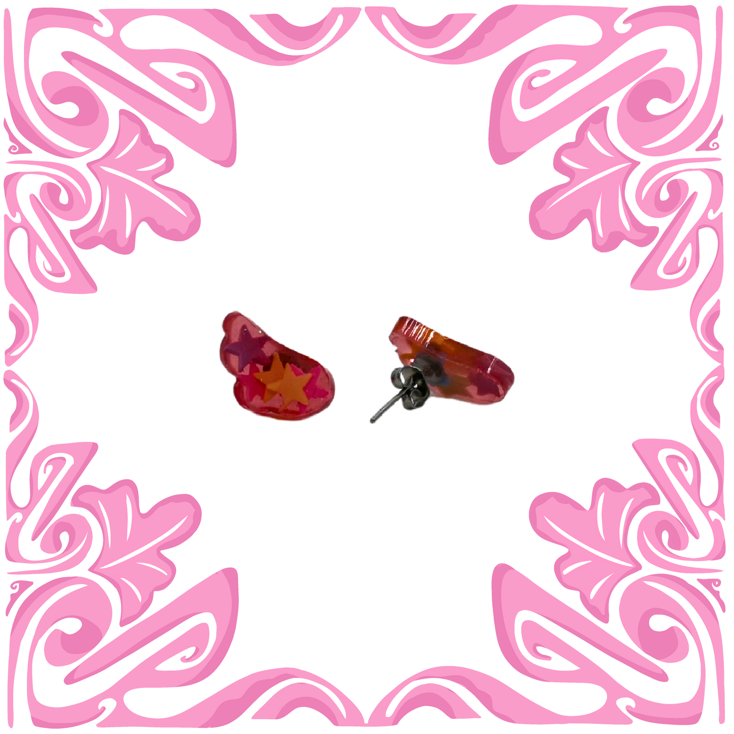 PINK STAR WING EARRINGS