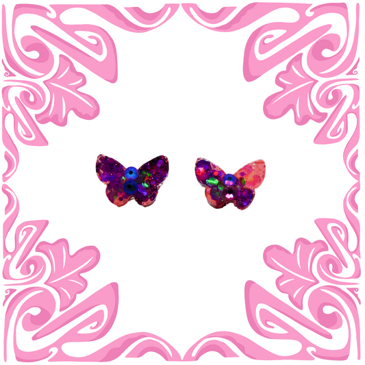 PURPLE & PINK BUTTERFLY SWAROVSKI EARRINGS